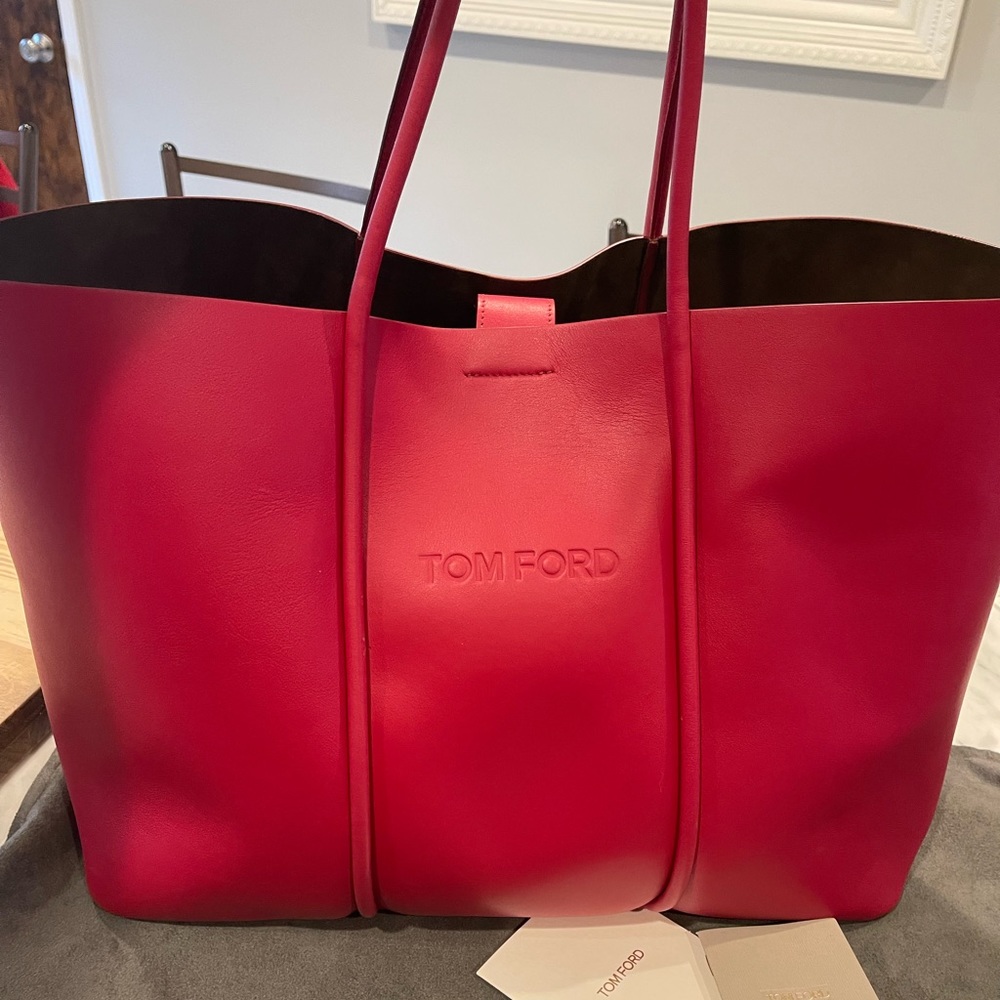 Tom Ford Red Leather Tote Bag